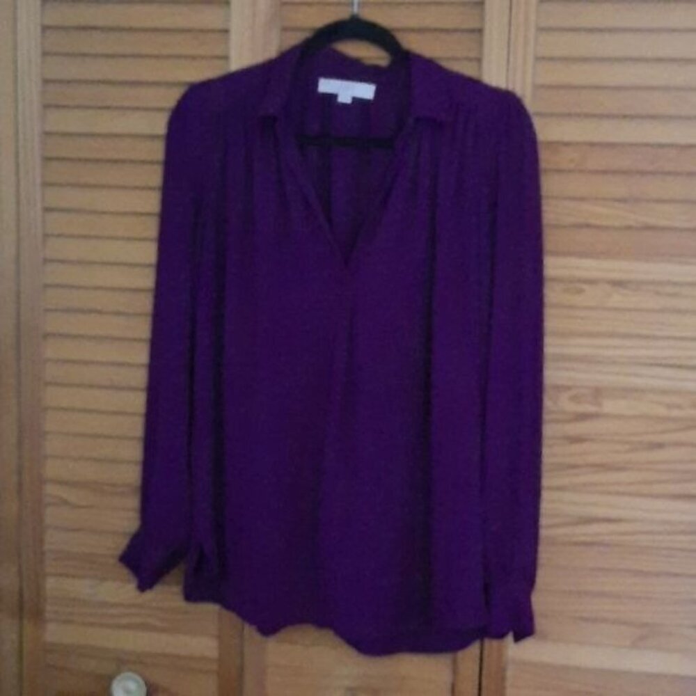 Loft Single Button Collar Neckline Long Button Cuffs U Hemline Tunic Size XSmall